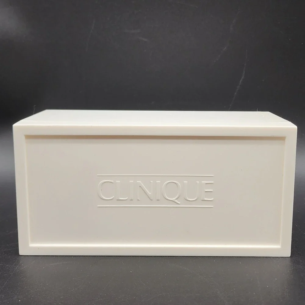 Clinique White Plastic Vanity Storage Box Case Makeup Skincare Organizer Decor